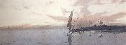 augustus osborne lamplough,r.w.s Feluccas on the Nile at dawn and Feluccas on the Nile at Dusk (mk37) oil painting artist